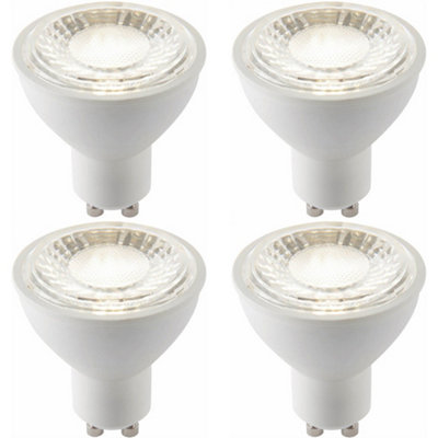 4 PACK White & Clear 7W GU10 SMD LED Light Bulb - Non-dimmable Cool White - 680lm 4000k