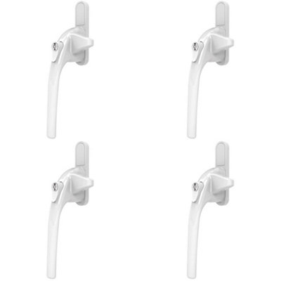 4 PACK - White Cockspur Locking Window Handle - Right Hand - 9 13 17 & 21mm Rebate