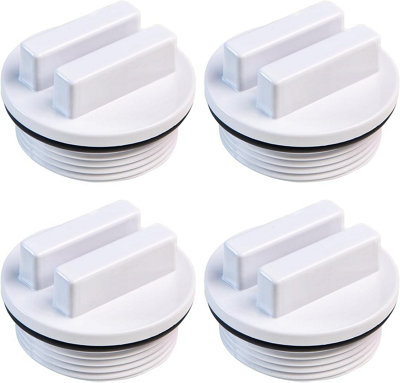 4 Pack White Pool Drain Plugs, Threaded Pool Hose Plugs, Threaded Pool ...