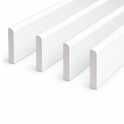 4 Pack White uPVC D-Mould Trim 65mm x 1m, Rigid Plastic Finishing Strip for Skirting, Fascia, Window Sills & Door Frames