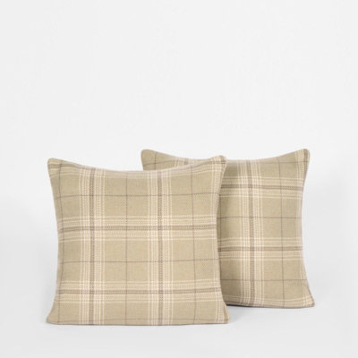 4 Pack Woven Check Cushion Covers Printed Soft - 3