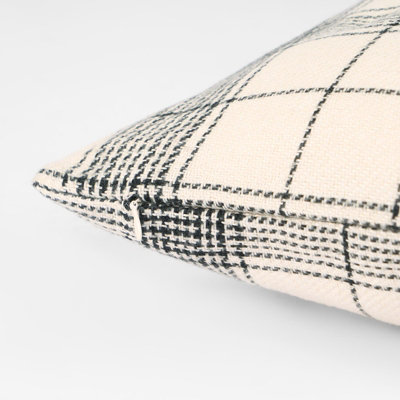 4  Pack Woven Check Filled Cushions Printed Soft