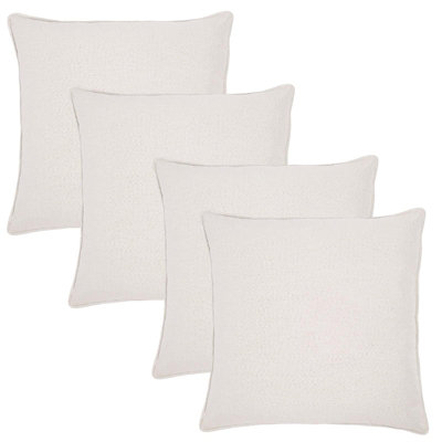 4 Pack Woven Texture Cushion Covers, Cream - 45 x 45cm