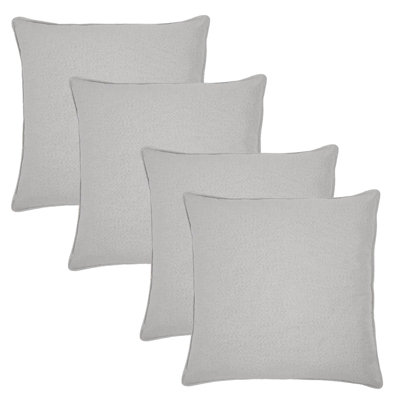 4 Pack Woven Texture Cushion Covers, Silver - 45 x 45cm