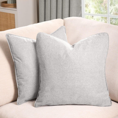 4 Pack Woven Texture Cushion Covers, Silver - 45 x 45cm