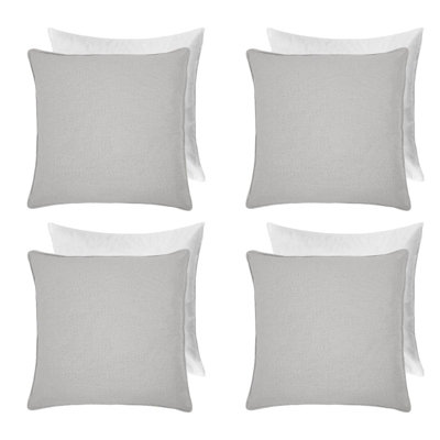 4 Pack Woven Texture Filled Cushion Covers, Silver - 45 x 45cm