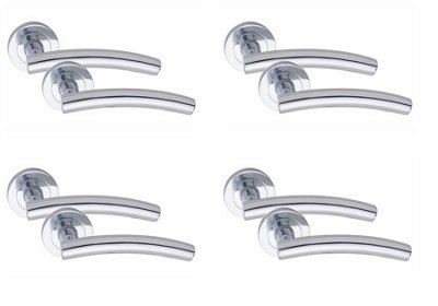 4 Pair Arched T-Bar Door Handles Polished Chrome Finish - Golden Grace Price Comparisons | Compare The Build