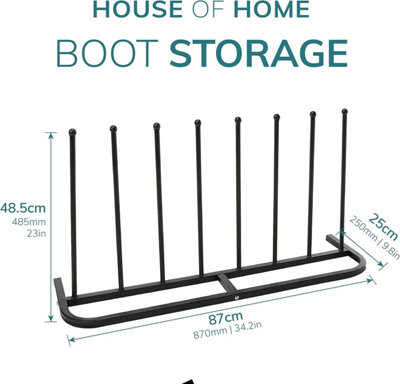 4 Pair Black Boot Rack Shoe Welly Stand Storage Organiser