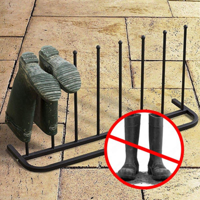 4 Pair Black Boot Rack Shoe Welly Stand Storage Organiser - 4