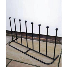 4 Pair Boot Rack (Long) - Steel Wellie Stand - Steel - L30.4 x W88.9 x H48.3 cm - Black