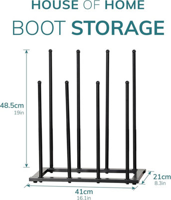 4 Pair Boot & Welly Storage Rack in Black