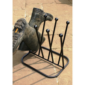 4 Pair Diagonal Boot Rack (Round) - Steel Wellie Stand - Steel - L35.6 x W43.2 x H45.7 cm - Black