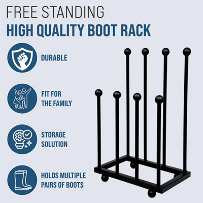 4 Pair Metal Wellington Boot Rack Stand Storage Holder Indoor Outdoor