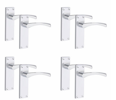 4 Pair of Victorian Scroll Astrid Handle Latch Door Handles Silver Polished Chrome with 150mm x 40mm Backplate Price Comparisons | Compare The Build