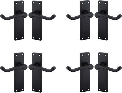 4 Pair of Victorian Scroll Matt Black Lever Latch Door Handles 150mm Long Golden Grace