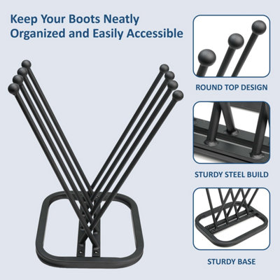4 Pair Wellington Boot Rack Stand Indoor/Outdoor Welly & Shoe Organizer