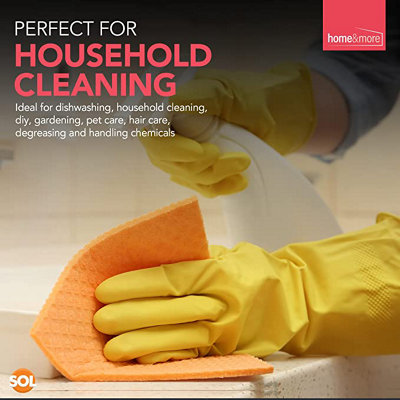 4 Pairs Household Rubber Gloves Large, Yellow Large Gloves, Washing Up Gloves Large Non Slip Cleaning Gloves, Dishwashing Gloves