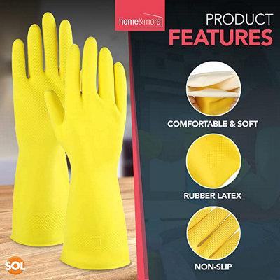 thumbnail image 2 of Rubber Dish Washing Gloves - 3 Pairs Reusable Kitchen Cleaning Gloves With Non-Slip Grip 2 of 9