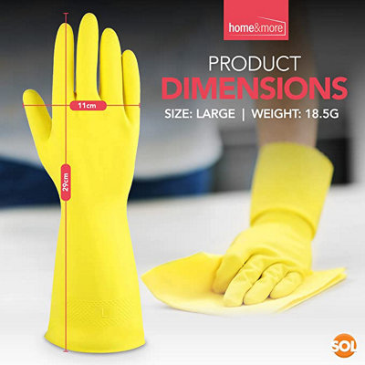 4 Pairs Household Rubber Gloves Large, Yellow Large Gloves, Washing Up Gloves Large Non Slip Cleaning Gloves, Dishwashing Gloves