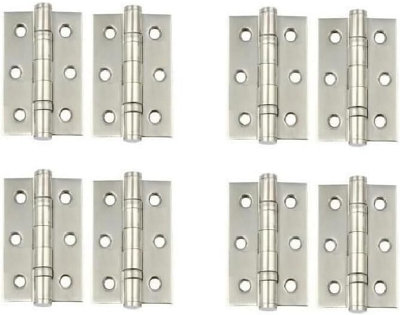 4 Pairs of 75mm 3" Satin Nickel Finish Ball Bearing Hinges for Internal Doors