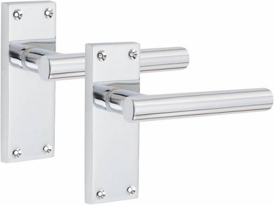 4 Pairs Victorian Straight T-Bar Handle Latch Door Handles, Silver Polished Chrome, 120mm x 40mm Backplate - Golden Grace