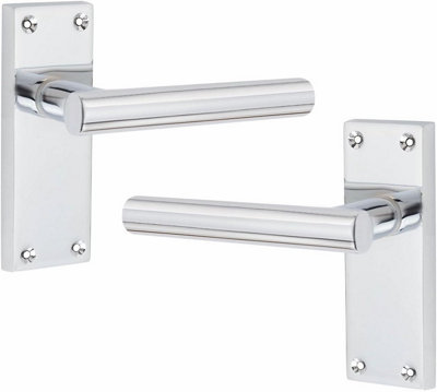 4 Pairs Victorian Straight T-Bar Handle Latch Door Handles, Silver Polished Chrome, 120mm x 40mm Backplate - Golden Grace