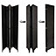 4 Panel Black Room Divider Privacy Screen Rattan Effect Folding Room Partition