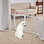 4-Panel White Wooden Folding Pet Playpen Freestanding Pet Gate with Fixed Bracket 60.5cm H