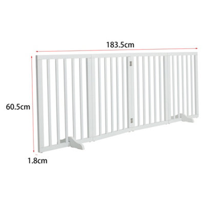 4-Panel White Wooden Folding Pet Playpen Freestanding Pet Gate with Fixed Bracket 60.5cm H - 5