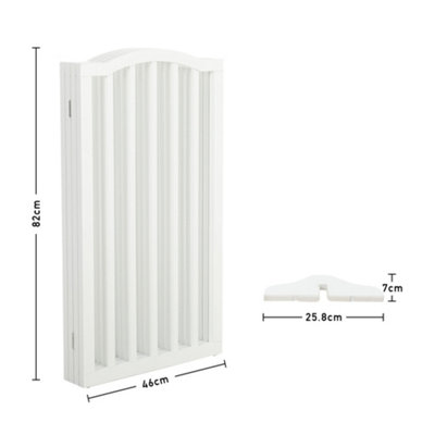 4-Panel White Wooden Folding Pet Playpen Freestanding Pet Gate with Fixed Bracket 82cm H - 4
