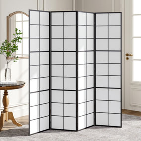 4 Panel Wooden Folding Room Divider Indoor Privacy Screen Room Partition 160cm W x 170cm H