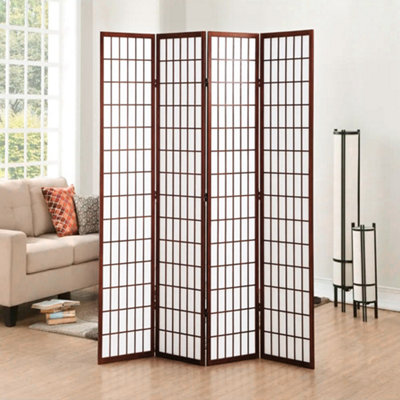 4 Panel Wooden Folding Room Divider Privacy Screen Room Partition H 180 cm x W 180 cm