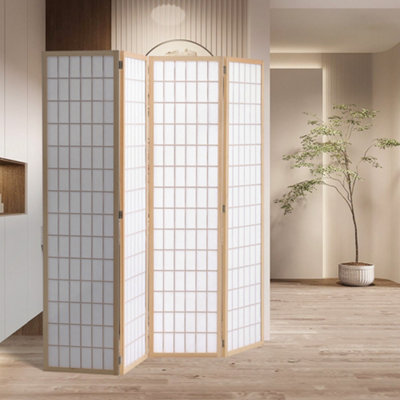 4 Panel Wooden Framed Room Divider Privacy Screen Folding Room ...
