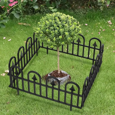 Panels Black Garden Picket Fence, Decorative Weatherproof