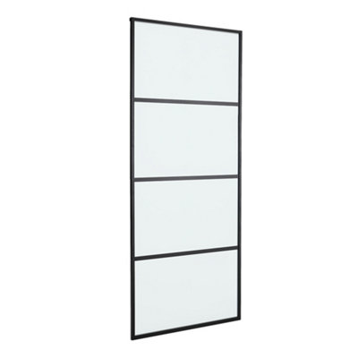 4 Panels Frosted Glass Barn Door Interior Sliding Door 90cm W x 205cm H with Hardware Track Kit 183cm