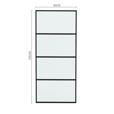 4 Panels Frosted Glass Barn Door Interior Sliding Door 90cm W x 205cm H with Hardware Track Kit 183cm