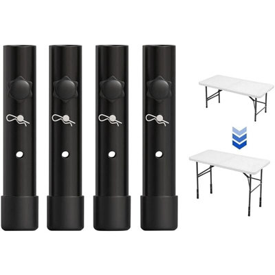 4 Pcs Adjustable Table Leg Risers 20cm Black Table Leg Extensions for ...