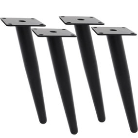 4 Pcs Black Tapered Industrial Metal Table Legs Furniture Leg Cabinet Feet H 30 cm