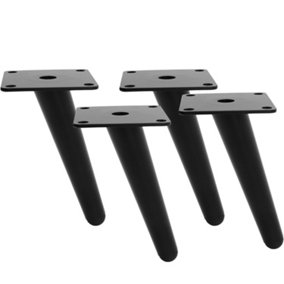4 Pcs Black Tapered Metal Table Legs Furniture Legs for Sofa Cabinet Chair Stool Bench H 17 cm