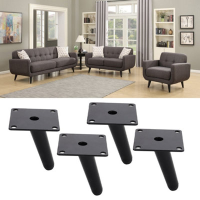 4 Pcs Black Tapered Metal Table Legs Furniture Legs for Sofa Cabinet Chair Stool Bench H 17 cm