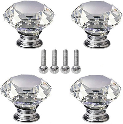 4 pcs Crystal Knobs, 40 mm Diamond Drawer Cabinet Door Pull Crystal ...