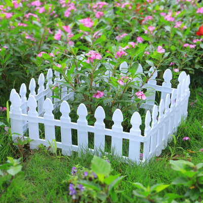 4 Pcs Garden Fence White Plastic Fence Garden Picket Fence Edgings Lawn Decorative Garden Yard - 3