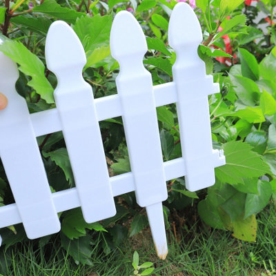4 Pcs Garden Fence White Plastic Fence Garden Picket Fence Edgings Lawn Decorative Garden Yard - 4