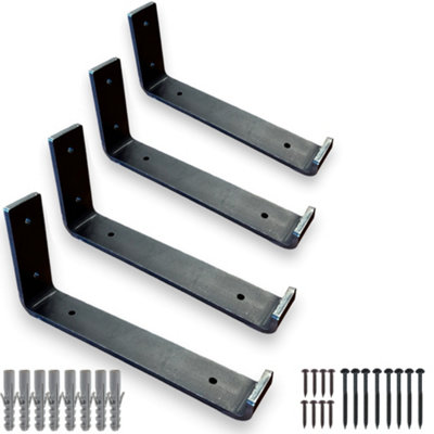 4 Pcs Heavy Duty Shelf Brackets Industrial Steel for Wall Mounted DIY Floating(Raw Steel, 125mm UP)