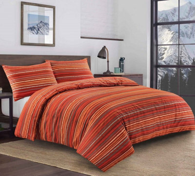 4 Pcs Leon Stripes Complete Duvet Cover Set With Valance Sheet & Pillowcase