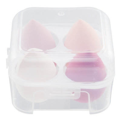 4 Pcs Pink Beauty Blender Puffs Makeup Sponge Set with Case for Dry and Wet Dual Use
