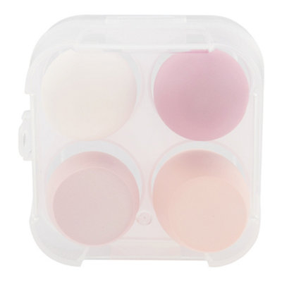 4 Pcs Pink Beauty Blender Puffs Makeup Sponge Set with Case for Dry and Wet Dual Use - 4
