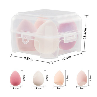 4 Pcs Pink Beauty Blender Puffs Makeup Sponge Set with Case for Dry and Wet Dual Use - 5