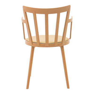 4 Pcs PP Orange Dining Chairs PU Leather Padded with Armrest