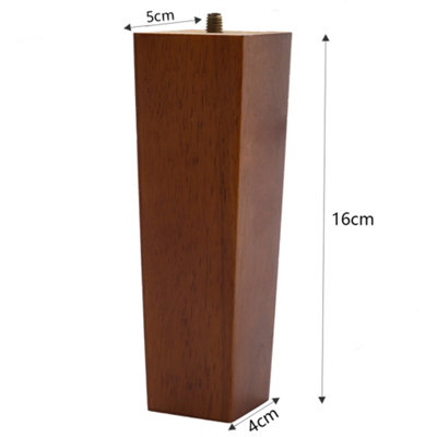 Vilanca 4-Pack 10cm Wooden Furniture Legs With Gold Cap - Dark Brown Solid Wood Feet For Sofa, Cabinet, Dresser